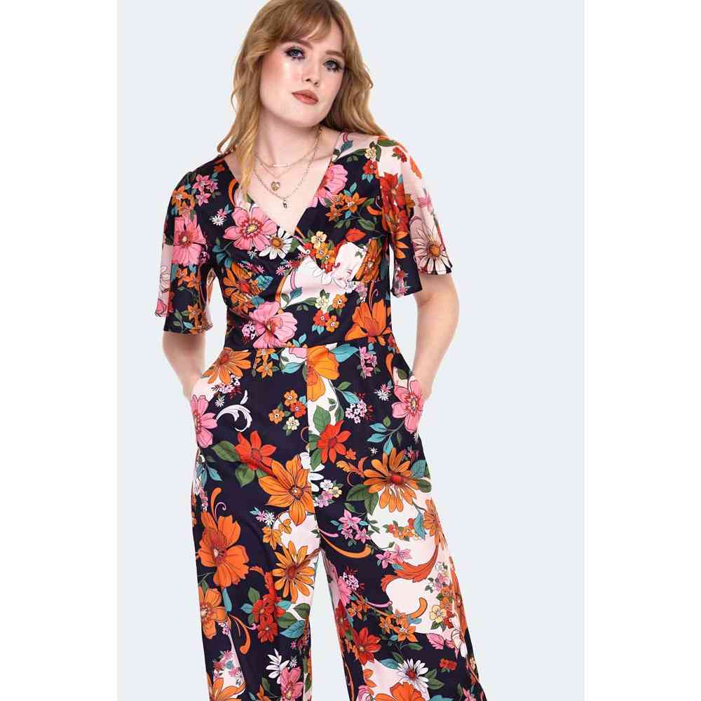 Voodoo Vixen - 60s Floral Jumpsuit - Multicolours